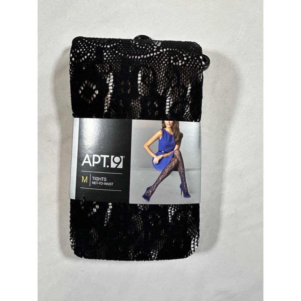 Apt. 9 Fishnet Design Tights Womens Size Medium Black Novelty